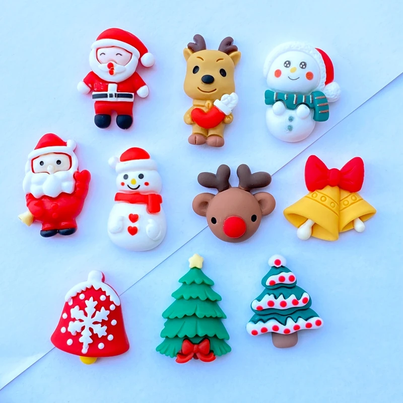 10pcs New Resin Lovely Christmas Series Flat Back Cabochon Scrapbook DIY Embellishments Accessories L75