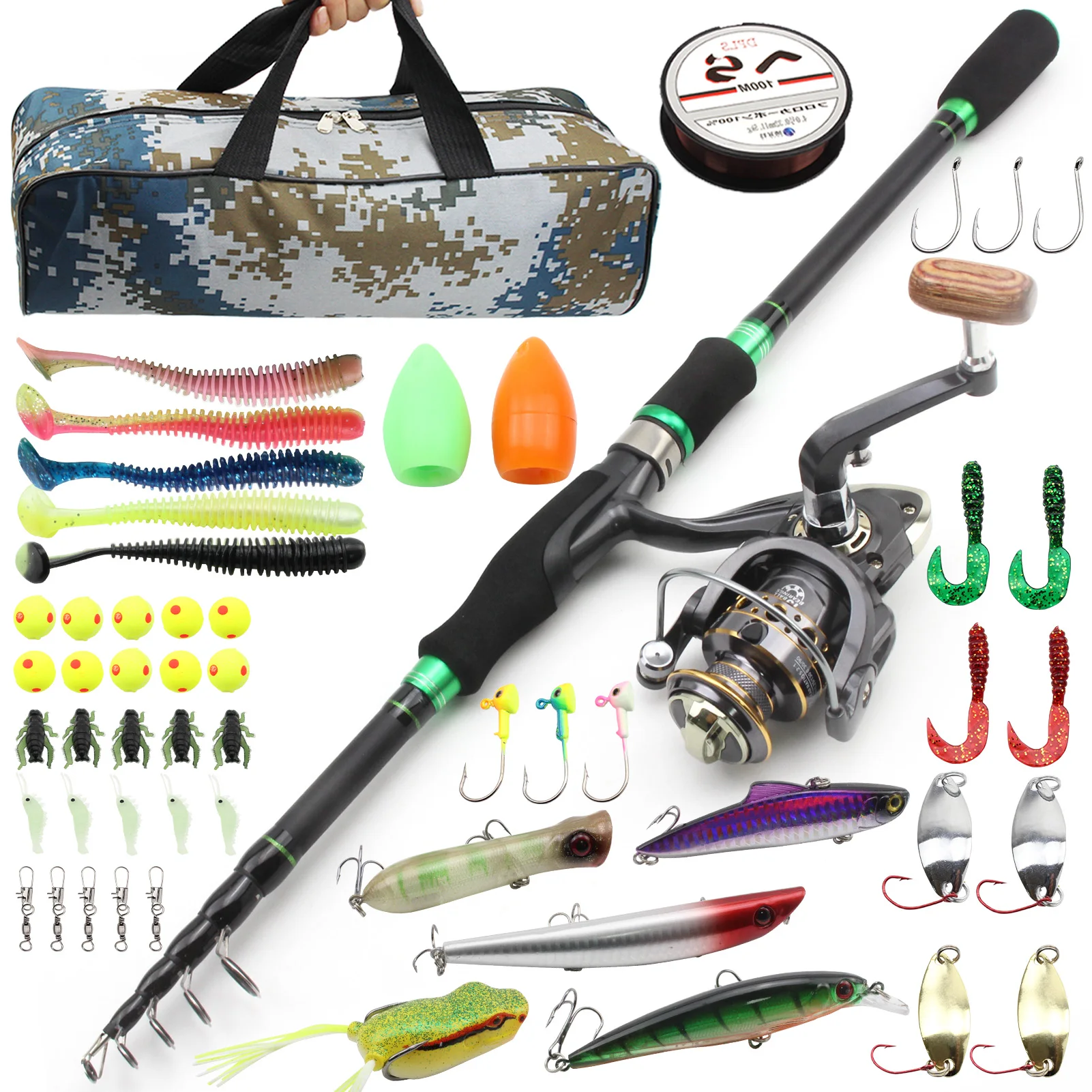 

1.8m2.1m2.4m2.7m telescopic fishing rod and Reels bag set Travel Fishing Trout Rod Reel Combos Outdoor sports Novice fishing