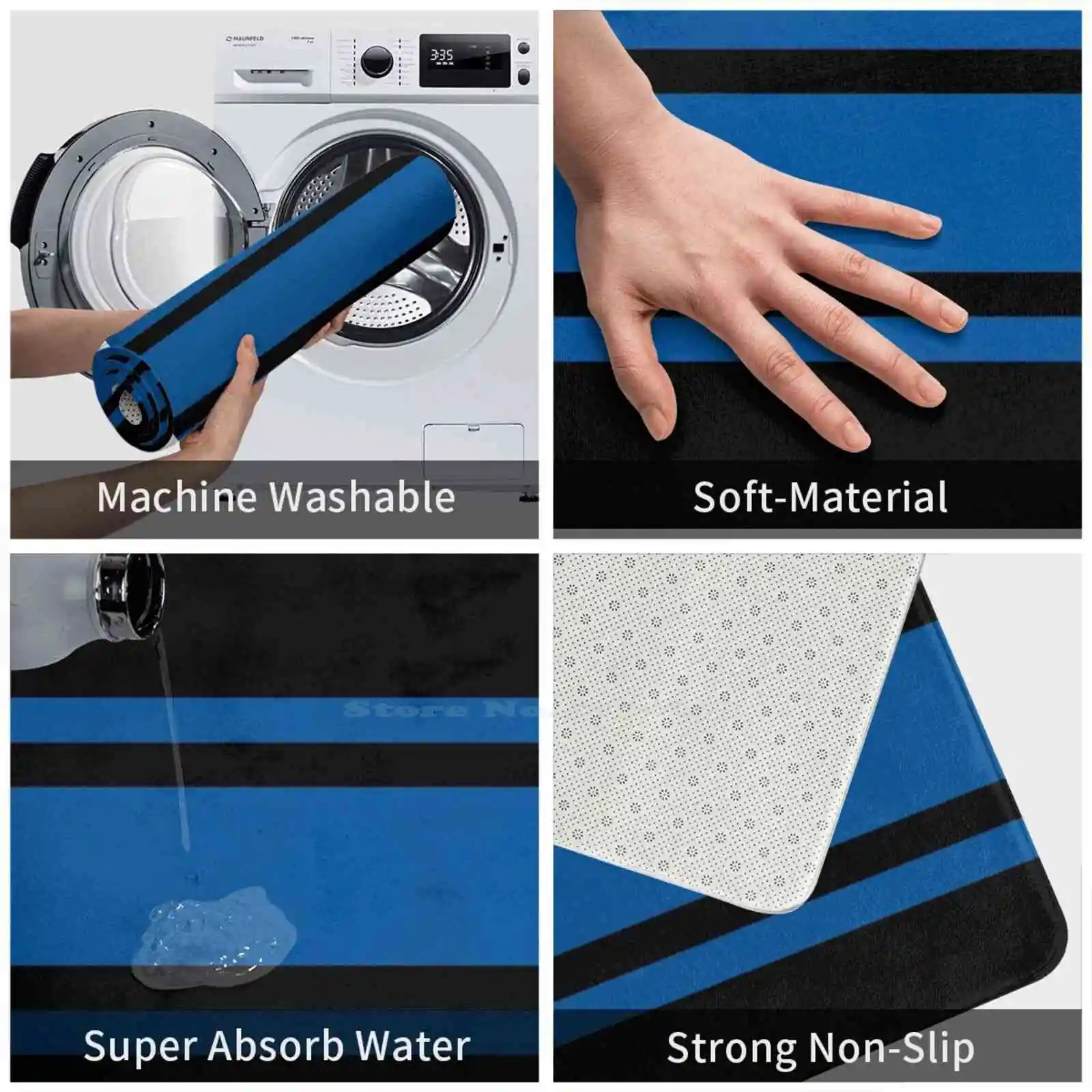 Black & Blue Power Stripe Soft Cushion Home Carpet Door Mat Car Rug White Wildcats Football Royal Blue Colts Middle Tennessee image 6