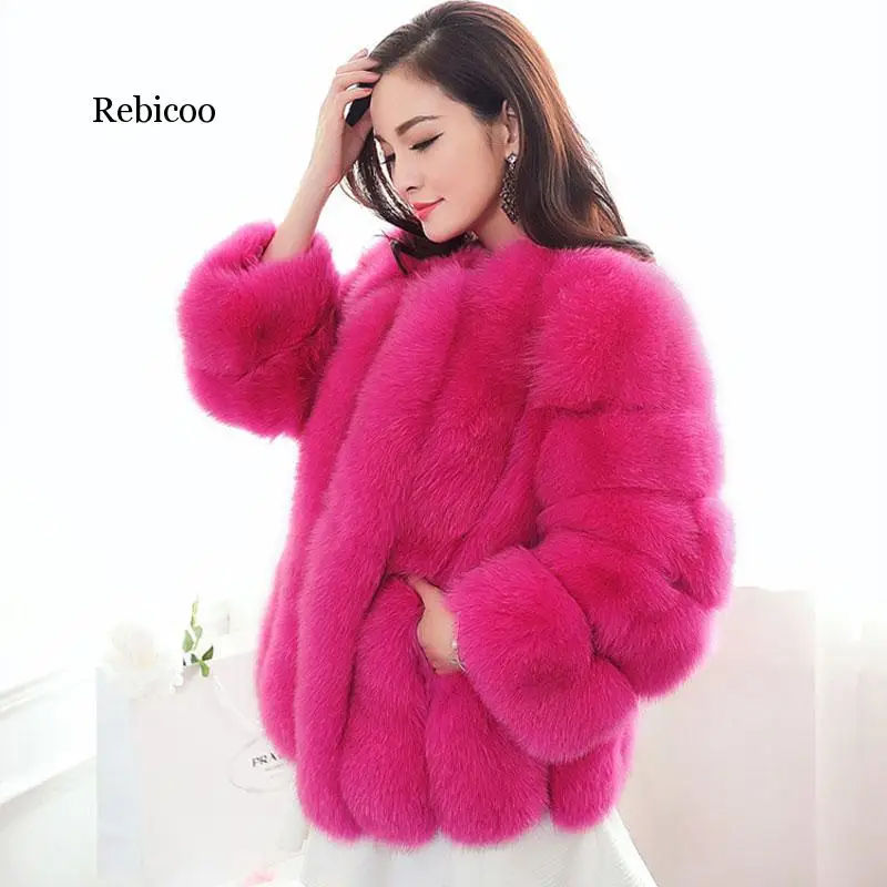 New Design Fashion Winter Women Faux  Fur Coat Woman Jacket Fox Fur Female Ladies Fur Coats Size S-XXXL