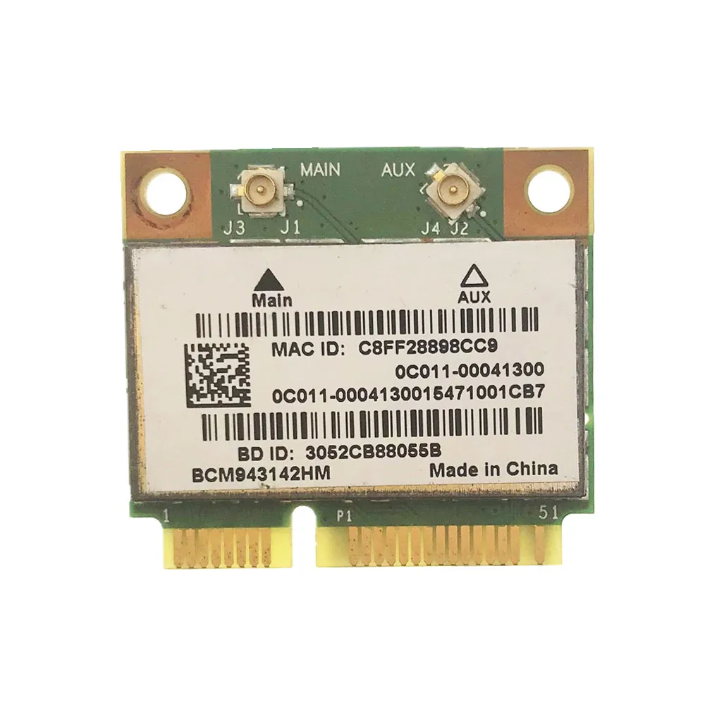 For Broadcom BCM943142HM 43142HM 802.11 b/g/n Wifi + Fit for Bluetooth 4.0 Half Mini PCIe Wireless Card