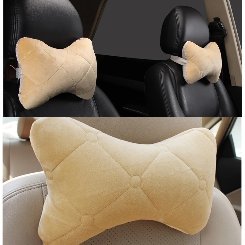 SEAMETAL Car Neck Pillow Cotton Seat Headrest Universal Car Neckrest Support Breathable Fabric Cover Relieve Soreness for Travel