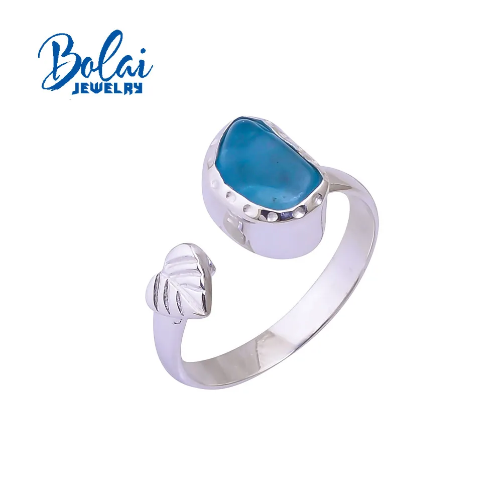 Bolai,2021 new  handmade Ring 925 sterling silver fine jewelry natural apatite gemstone rough women  ring