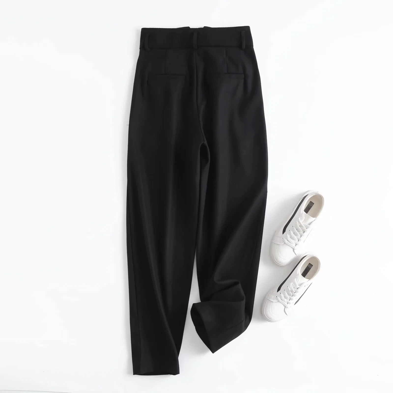 Maxdutti Winter Trousers Wome Wool  England Style Office Lady Casual High Waist Pantalones Mujer Pants Women Pantalon Femme