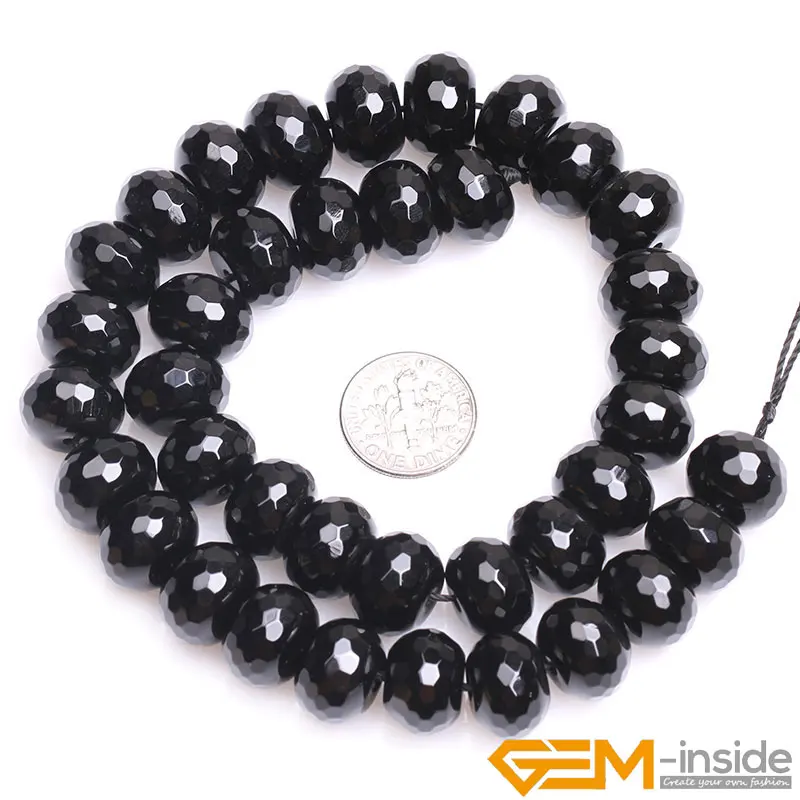 Natural Black Agates Rondelle Spacer Loose Beads For Jewelry Making Strand 15 inch DIY Jewelry Bead For Women Gifts