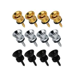 FLEOR 12pcs Metal Guitar Strap Locks End Pins Strap Buttons Chrome/Black/Gold Colors for Guitar Accessories