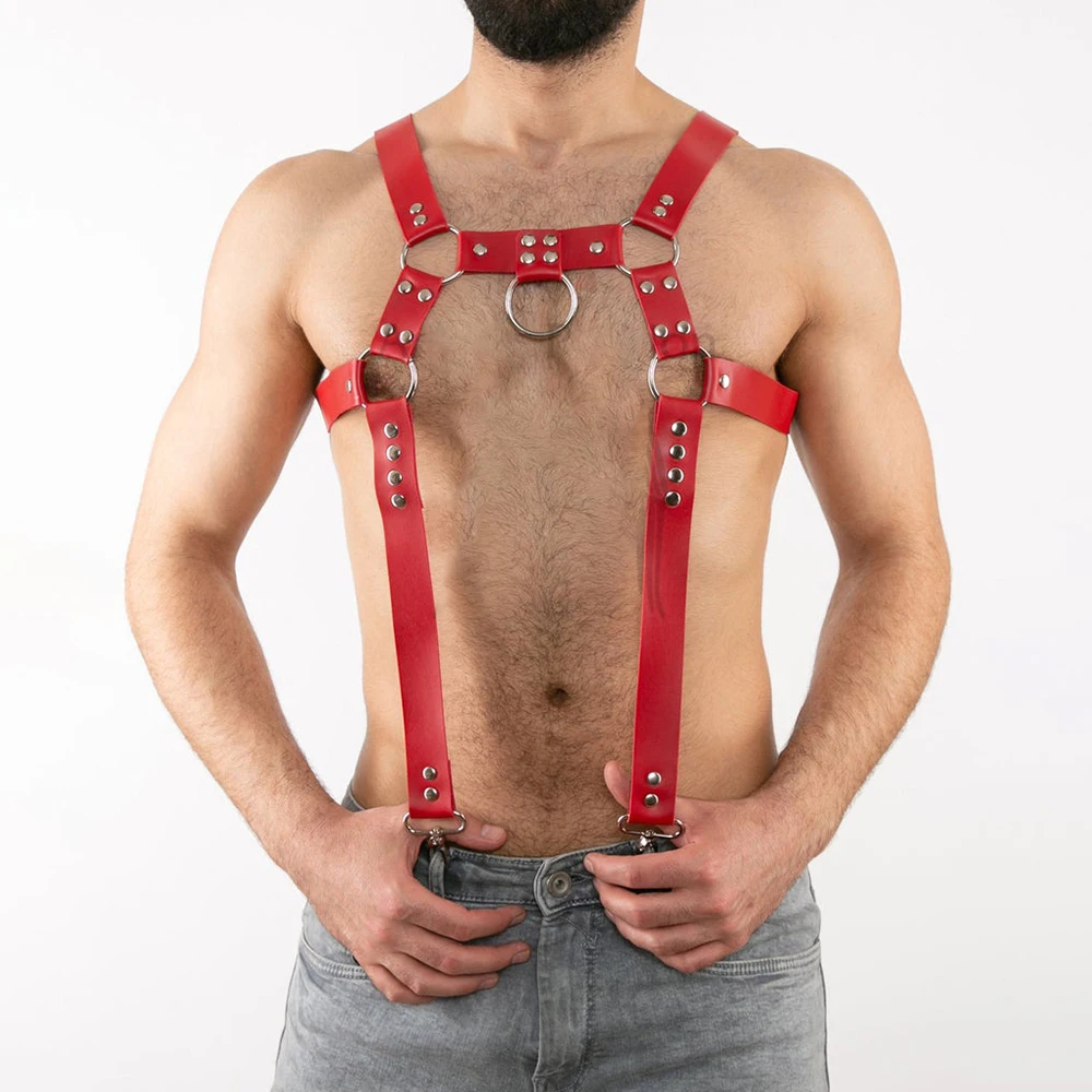 Gay BDSM Bondage Harness Men Erotic Leather Tops Adjustable Body Harness Belts Straps Fetish Rave Costumes For Adults Sex Toys