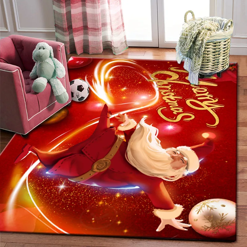 Merry Christmas Party Carpets for Living Room Bedroom Area Rug Kids Room Decor Carpet Home Hallway Rugs Child Bedside Floor Mats