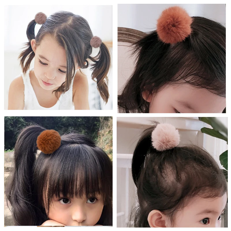 Cute Girls Elastic Hairball Hair ring Hair Bands Sweet Color Elastic Rubber Band Hair Accessories Headwear Baby Headdress Gift