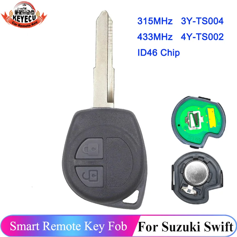 KEYECU per Suzuki Swift 2005 2006 2007 2008 2009 2010 ID46 Chip Remote Smart Key Fob TS004 315MHz ASK TS002 433MHz FSK 2 Button