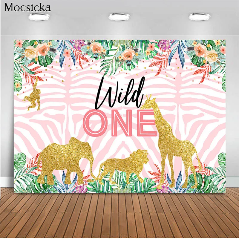 

MOCSICKA Baby Shower Background Tropical Jungle Animals Decoration Style Newborn Baby Photo Background Photography Studio