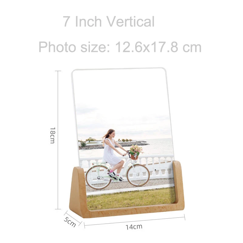 Creative European Solid Wooden Photo Frame Innovative 6 Inch 7 Inch Acrylic U Shaped Photo Holder Frame Home Desk Decoration
