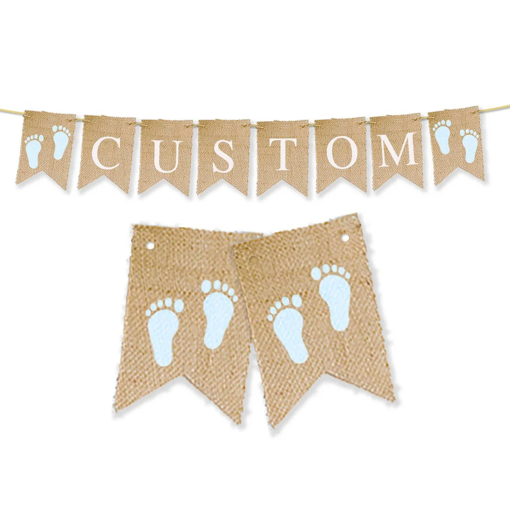Bannière d'empreinte de pied personnalisée, bannière d'empreinte, bannière de nom d'impression de pied de bébé personnalisée, bannière de nom de bébé, banne de réception-cadeau pour bébé