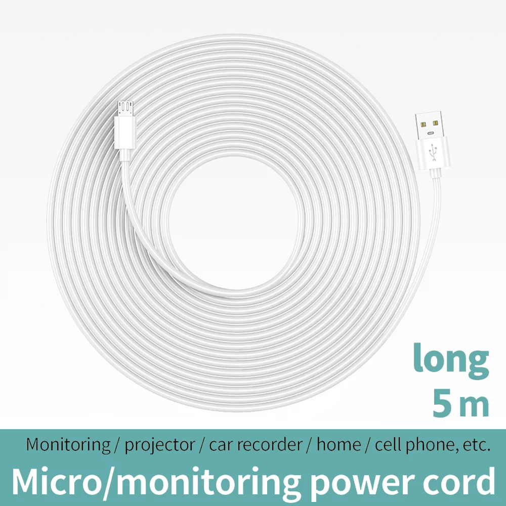 5M Micro Usb Cable Power Supply Web Camera Remote Wiring Microusb Charging Wire For Xiaomi Cellphone Tablet PC Power Bank Cord