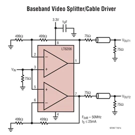 LT6206CMS8 LT6206IMS8 LT6206 - Dual, Single Supply 3V, 100MHz Video Op Amps