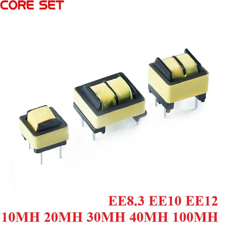 10Pcs Common Mode Inductance EE8.3 EE10 EE12 Inductor 10MH 20MH 30MH 40MH 100MH Power Filter Inductor Coil Transformer LED DIY