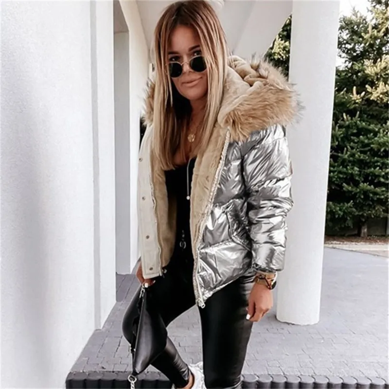 New Winter Jacket High Quality Hooded Faux Fox Fur Coat Women Fashion Leather Jackets Winter Warm Woman Clothing Casual Parkas