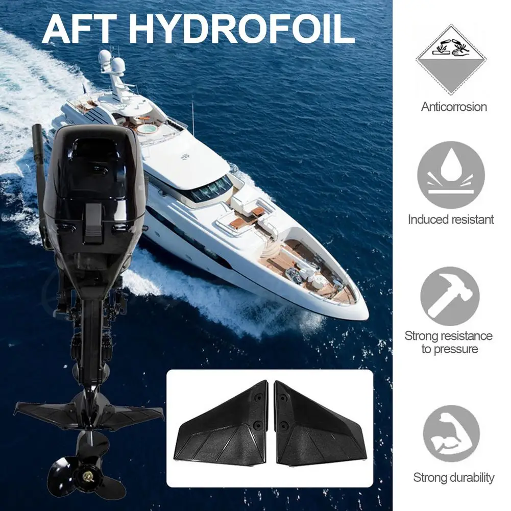 Yachat Wave Board Aft Hydrofoil Performance Stabilizer Black Dual Fin Outboard For 4-50 HP With Bolt Nut Marine Boat Accessories