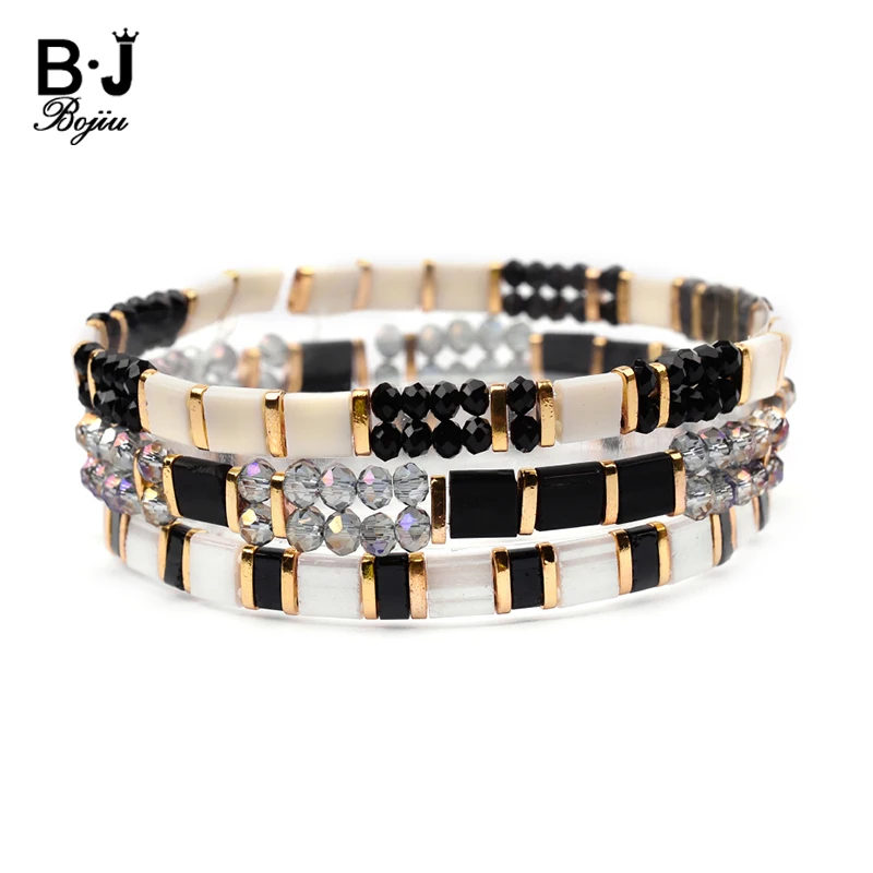 

BOJIU 3 Pcs/set Boho Miyuki Tila Beads Bracelets For Women Gold Delica Bead Jewelry Elastic Summer Beach Bracelet Femme BCSET301