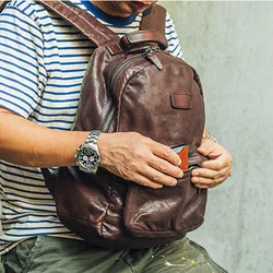 Imported vegetable tanned cowhide men's backpack retro trend top layer leather backpack