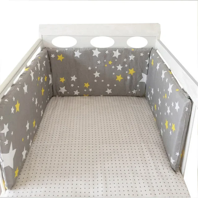 Nordic Sterren Babybed Dikker Bumpers Rits Ontwerp Een stuk Wieg Rond Kussen Cot Protector Kussens 200*30 CM