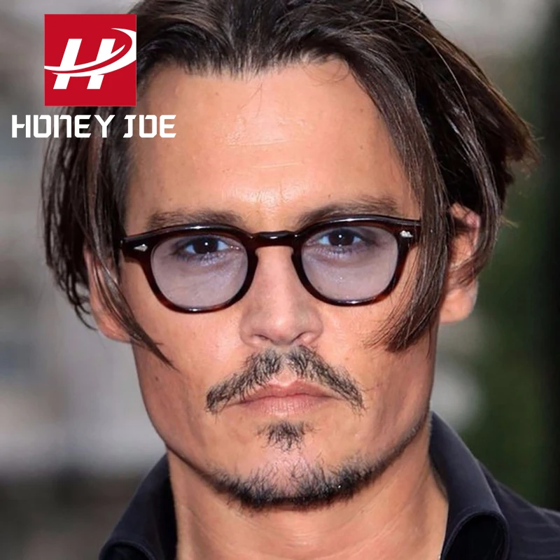 

Retro Fashion Johnny Depp Style Round Sunglasses Men Clear Tinted Lens Brand Design Party Show Womens Sun Glasses Oculos De Sol