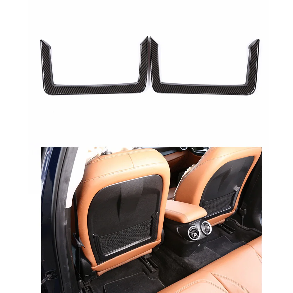 Carbon Fiber Printed ABS Seat Back Storage Pocket Frame Cover Trim Sticker for Alfa Romeo Giulia