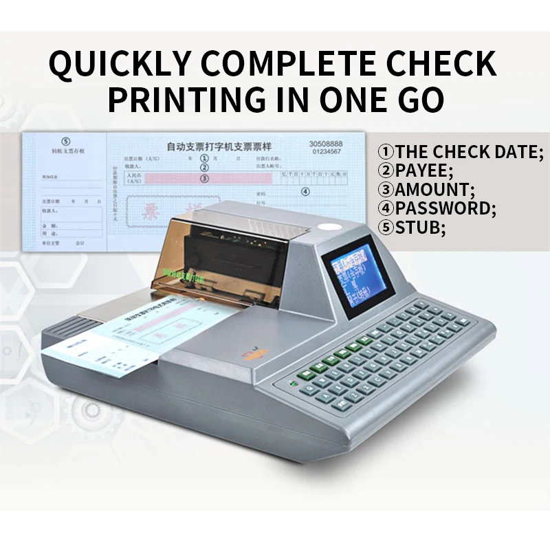 

Check printer Professional check machine HL-2010C automatic typewriter Full English keyboard Check and money order printing