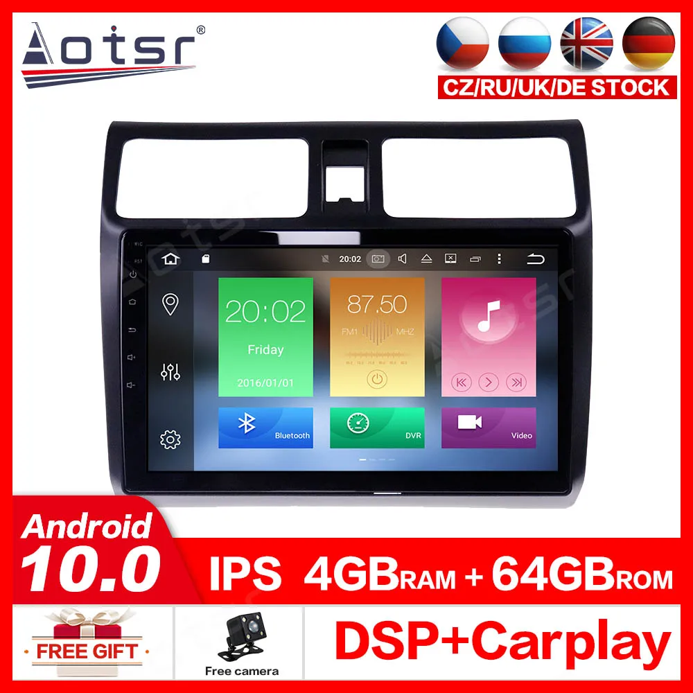 Android 10.0 GPS Navigation Radio Player for SUZUKI SWIFT2003-2010 Video Player Stereo Headuint free map Built in Carplay dsp