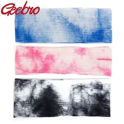 Geebro Women Casual Ribbed Cotton headbands Multi-color tie-dye Elastic Hairbands For Ladies Flat knit Headwear Hair Accessories