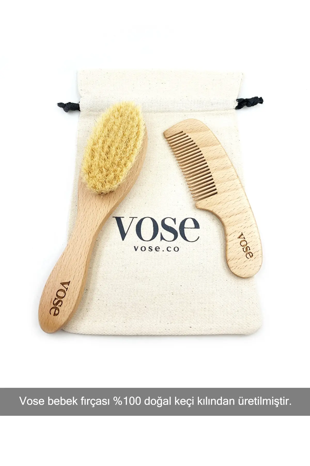 Baby hair brush and comb set newborn natural wood hair brush soft goat bristles perfect skin 2 pcs gifts