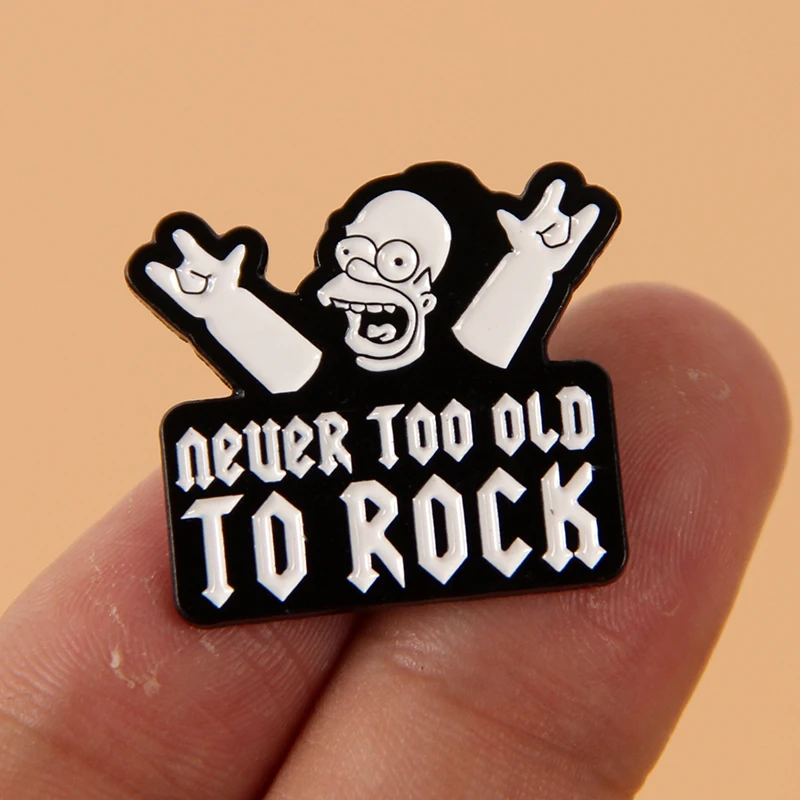 Never Too Old To Rock Enamel Brooch Pin Jeans Jacket Lapel Hard Metal Pins Brooches Badges Exquisite Jewelry Accessories Gifts