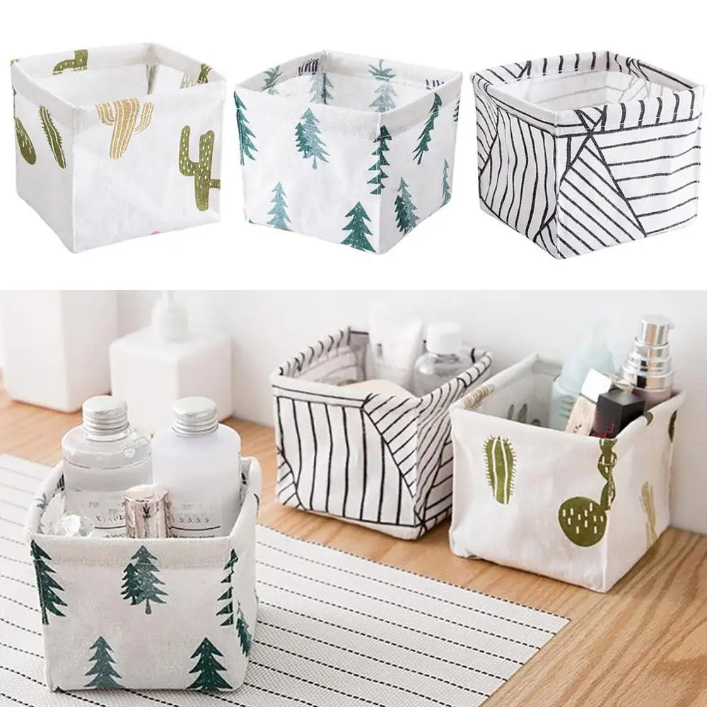 Storage Bin Basket Table Desktop Makeup Brush Lipstick Storage Bin Closet Toy Box Container Organizer Fabric Basket