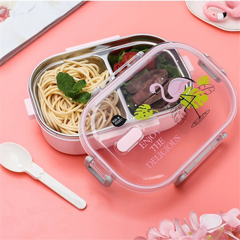 

SHAI Keep Warm Food Container Portable Japanese Lunch Box With Compartments Tableware 304 Stainless Steel Kids Bento Box