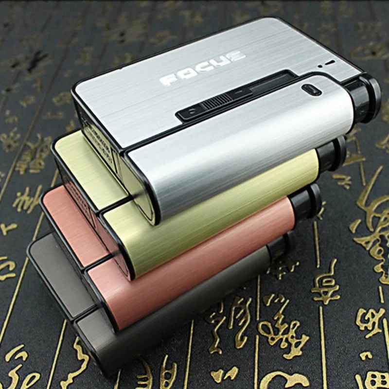 FOCUS Portable Cigarette Case Holds lighters and 10PCS cigarettes Gadget For Men Christmas Gift Plastic Cigarette Boxes