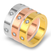 Stainless Steel Rose Gold Color Luxury Brand Love Ring for Women Men Couple CZ Crystal Rings Classic Jewelry Wedding Bands Ring
