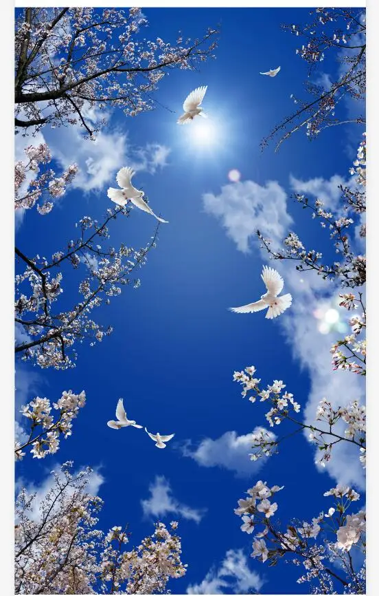 beautiful scenery wallpapers beautiful cherry blossom blue sky ceiling mural 3d ceiling murals wallpaper