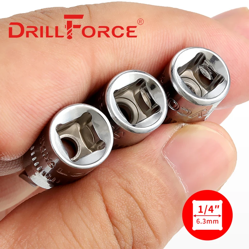 Drillforce 1/4 "Drive Torx esagono scanalato Phillips Pozi Socket Bit S2 adattatore chiave dinamometrica chiave a cricchetto strumenti di riparazione domestica