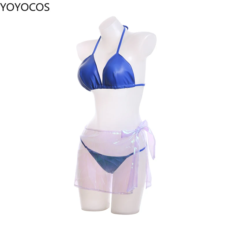 YOYOCOS LOL Ahri Akali Cosplay Costumes Anime Blue Sexy Swimsuit Game Cosplay Halloween KDA Swimwear Lingerie Gift Christmas