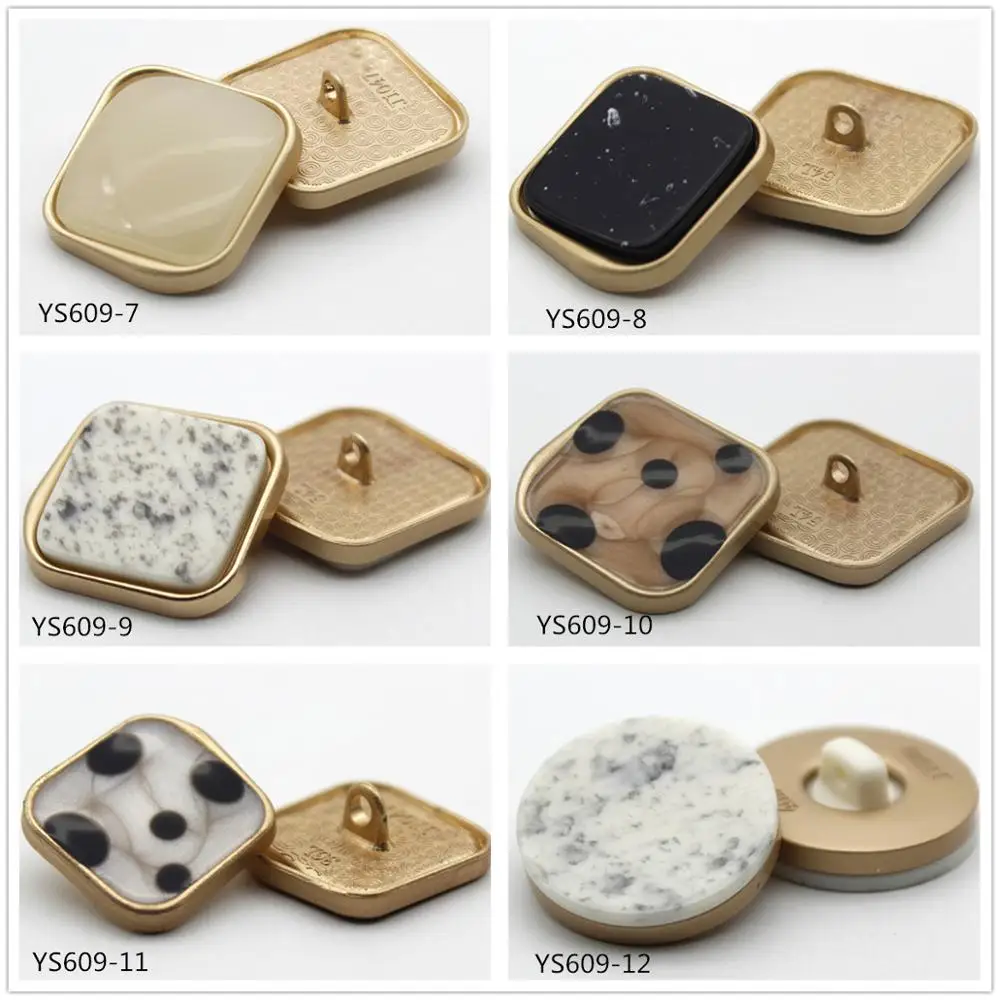 2 Pcs／lot  Metal Buttons Pearl Square Coat Woolen Coat Sweater Decoration Accessories Clothing Materials YS201012-1