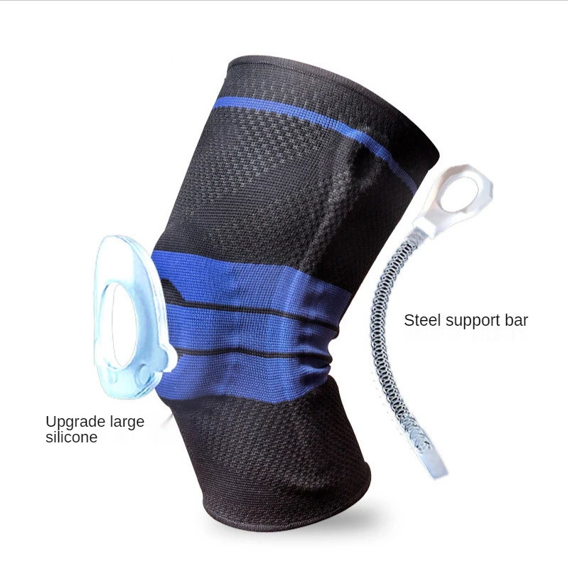 9 Stone Knee Support Protector 1PCS Kneepad Silicone Protector with Steel Support Fitness Gear Brace Pressurized Knee Protector