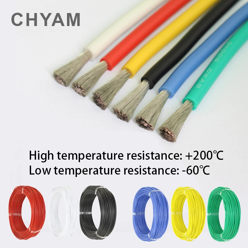 200/300 Meters Heat-resistant Cable Wiring Soft Silicone Wire 22AWG 24AWG 26AWG 28AWG 30AWG Connector High Temperature Resistant