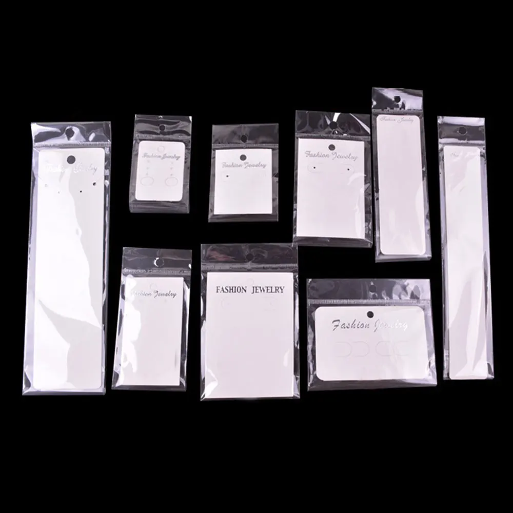 30-50sets Display Card with Opp Bags Transparent Self Adhesive Plastic Bag for Handmade Jewelry Necklace Bracelet Packaging