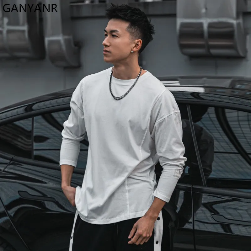 GANYANR Running T-shirt Men Sports Fitness Sportswear Crossfit Training Workout Football Bodybuilding Long Sleeve Gym Exercise