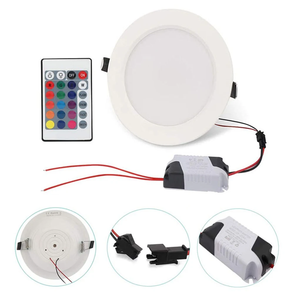 12W LEDs Recessed Lighting Downlight with IR Remote Control 16 Color 4 Flashing Modes Dimmable RGBW  Floodlight Ceiling Light