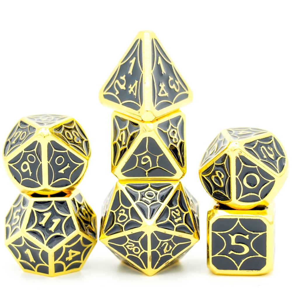 Cusdie Galaxy Metal D&D Dice 7Pcs High-quality D4 D6 D8 D10 D% D12 D20 Polyhedral Dice Set for Pathfinder Role Playing Game MTG