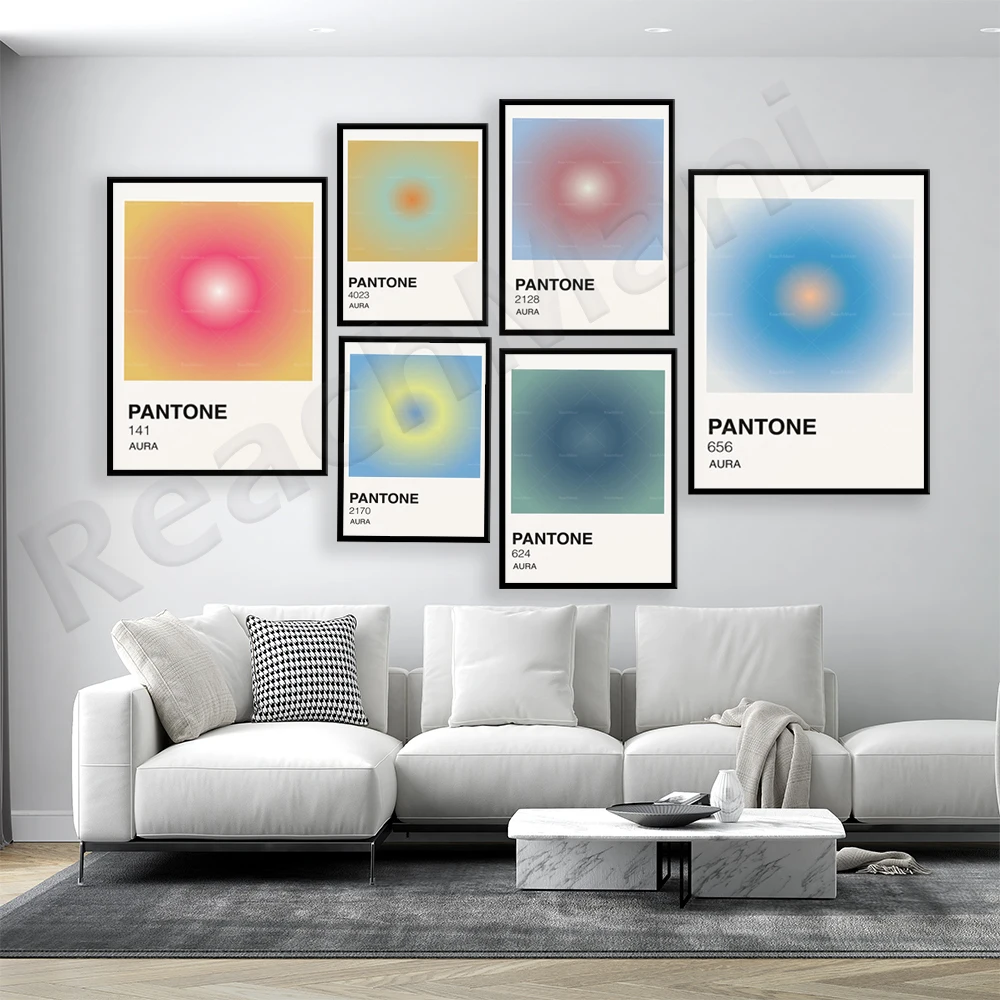Pantone Neon Aura Wall Art Print *AURA ENERGY series, aesthetic art deco canvas halo gradient poster