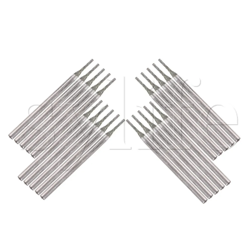 20 pcs 1.2mm Silver Bowlder Gems Diamond Coated Drill Bits Shank 2.3mm