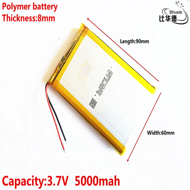 

Good Qulity 3.7V,5000mAH 806090 Polymer lithium ion / Li-ion battery for tablet pc BANK,GPS,mp3,mp4