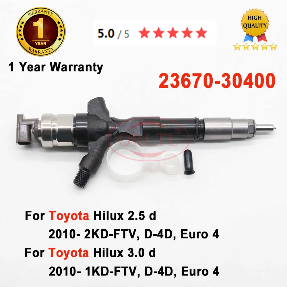 ORLTL 2367030400 Auto Accessory Injectors 23670-30400 for Toyota Hilux 2.5 /3.0d 2010- 2KD-1KD FT Euro 4